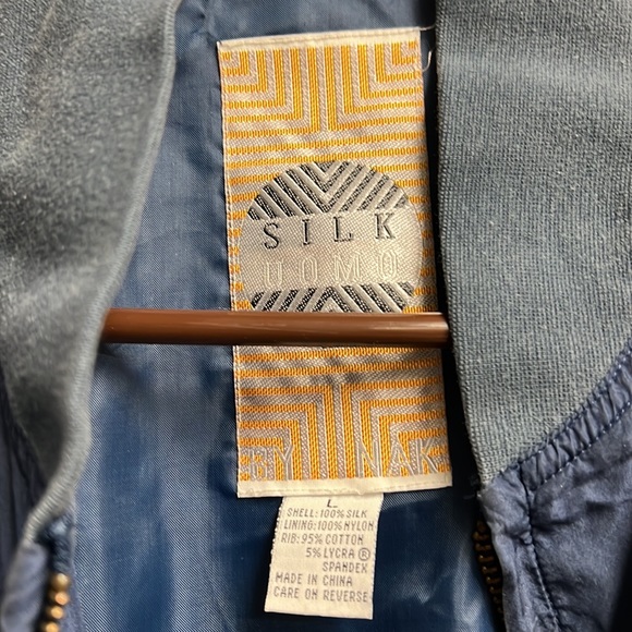 Uomo Men’s Silk Jacket with Pockets size L Blue - Picture 3 of 4